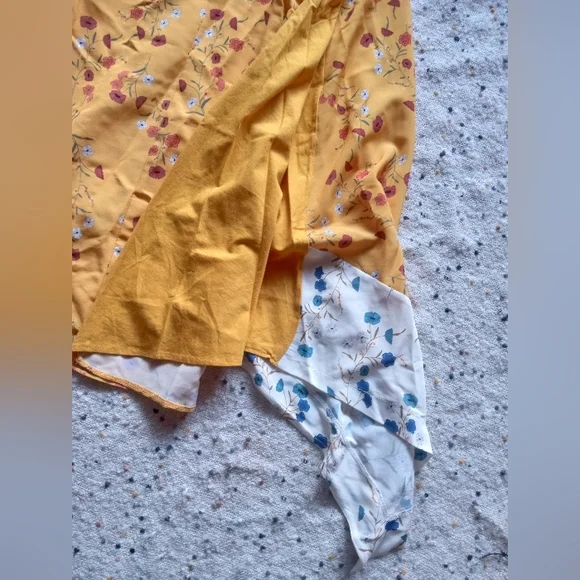 Zara Yellow Floral Handkerchief Hem Swing Dress - Picture 9 of 16